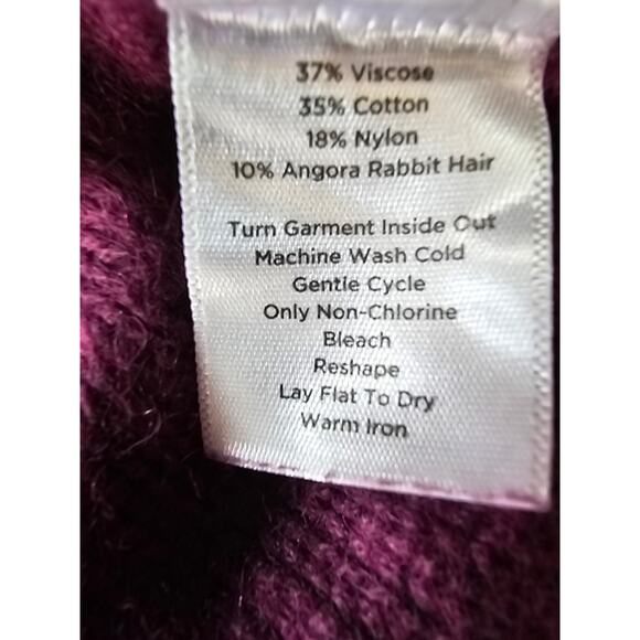 Talbots Womens Sz L Purple Cable Knit Soft Angora Rabbit Hair Blend Sweater - Picture 4 of 8